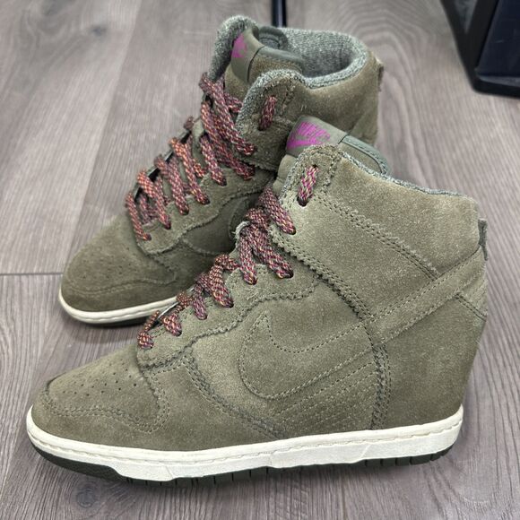 Nike Dunk Sky Hi Hidden Wedge Medium Olive Green Shoes 528899-200 Womens Size 6 - Picture 1 of 9